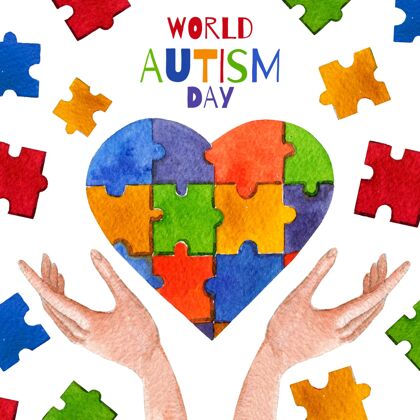 4月2日水彩画世界自闭症意识日插画国际自闭症谱系障碍阿斯伯格综合症
