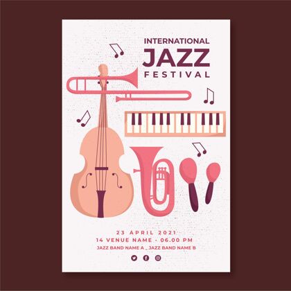 平面平面国际爵士日垂直海报模板活动爵士乐节日
