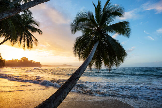 中美洲哥斯达黎加美丽的热带太平洋海岸风景天堂全景