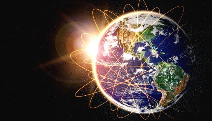 通信全球网络连接 用创新的感知线覆盖地球数据国际信息