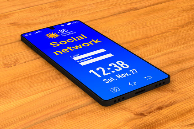 公共社交网络变成了手机上的木头空间3d插图便携聊天社交