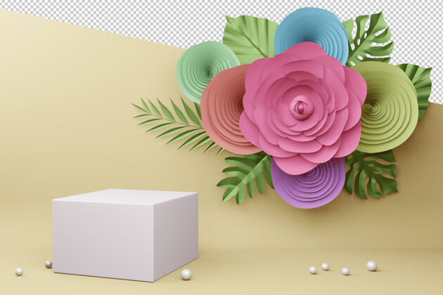 粉彩美丽的花卉展示展示三维渲染抽象展示花卉