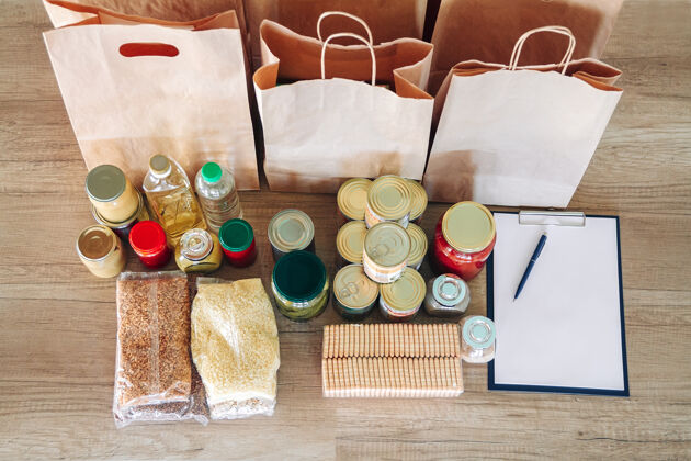 食品纸袋和捐赠食品套装慈善危机保护