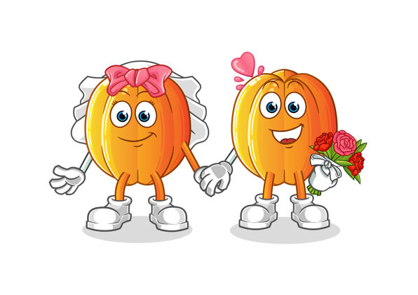 水果星果婚礼卡通爱情在一起婚礼
