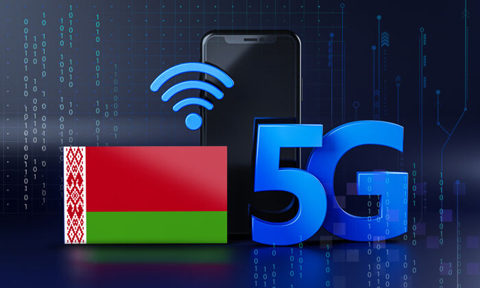 互联网白俄罗斯准备5g连接概念3d渲染智能手机技术背景智能5g计算机