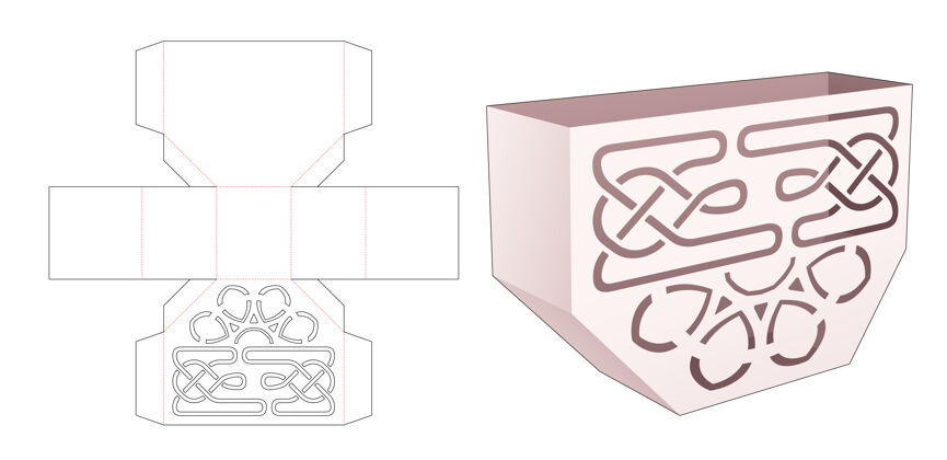 空白六边形小吃容器与模板曼荼罗模切模板升华包装产品