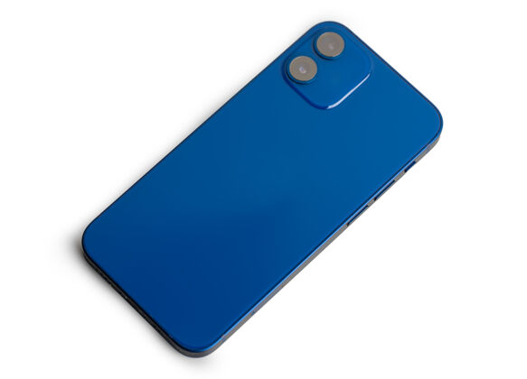 电话蓝色现代智能手机 灰色表面配有双镜头摄像头电话技术技术