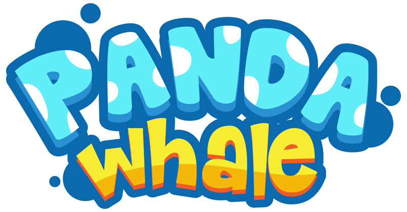主題卡通風格的熊貓鯨魚字體橫幅空字體橫幅