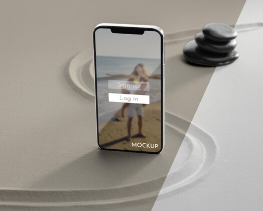 设备智能手机显示模型在沙滩上屏幕演示组成