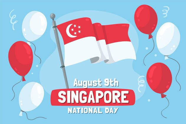 自由手绘新加坡国庆插画自由庆祝独立