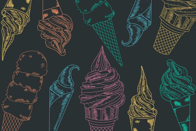 黑板背景手工雕刻冰激凌黑板背景美味冰淇淋背景糖果