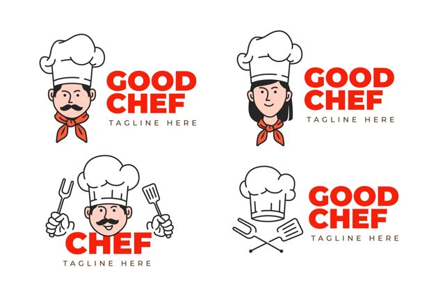 企业线性平面厨师标志系列企业企业标识标志