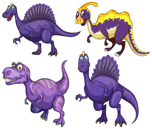 动物紫色恐龙卡通人物集大型年轻恐龙