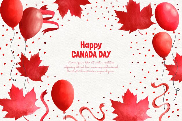 手绘手绘加拿大日气球背景加拿大加拿大7月1日