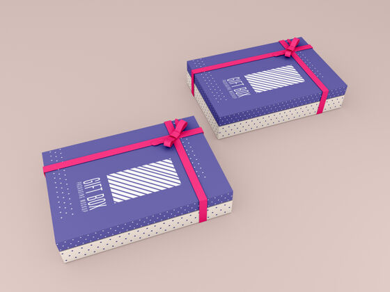 身份两个装饰礼品盒模型品牌展示渲染