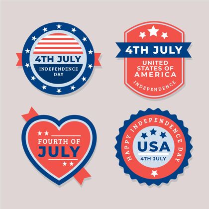 美国七月四日公寓-独立日标签系列平面设计庆典美国