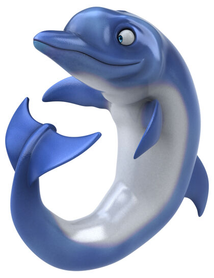 水有趣的海豚三维插图海洋海洋微笑