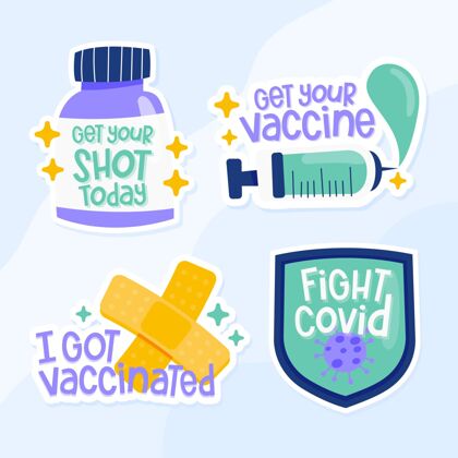 健康手绘疫苗接种运动徽章收集流感大流行危险