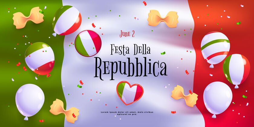 爱国共和国卡通节背景意大利国旗6月2日意大利