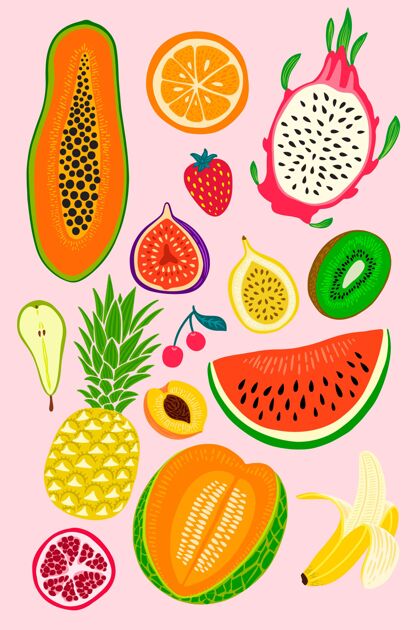 套装手绘水果系列手绘水果包装水果