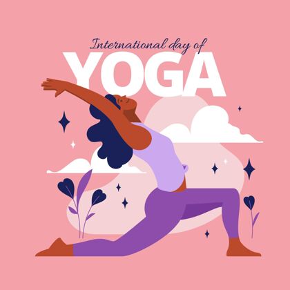 国际瑜伽日有机平面国际瑜伽日插画全球平面设计放松