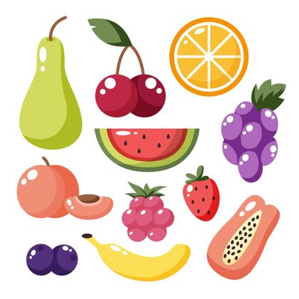 食品扁桃系列水果食品收集扁平
