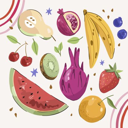 水果手绘水果系列扁平手绘美味