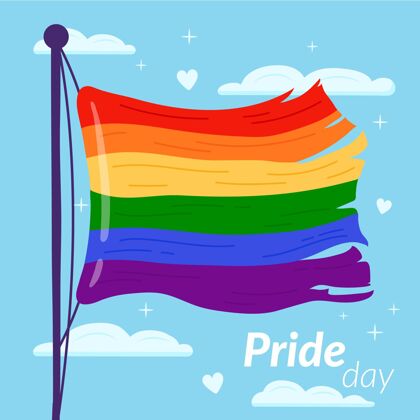 同性恋手绘骄傲日旗帜插图双性恋庆祝6月27日