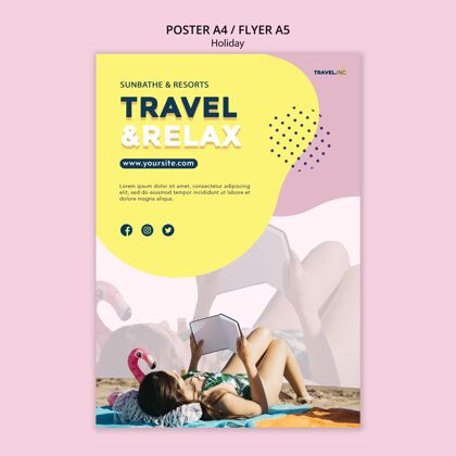 海报Tarvelandrelax海报模板度假旅行打印模板