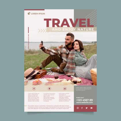 世界旅游和享受大自然海报模板旅行者旅游旅游