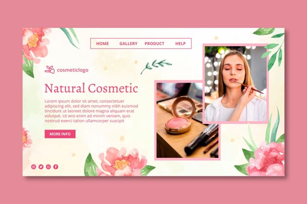 女性化妆品登录页模板产品随时打印花卉