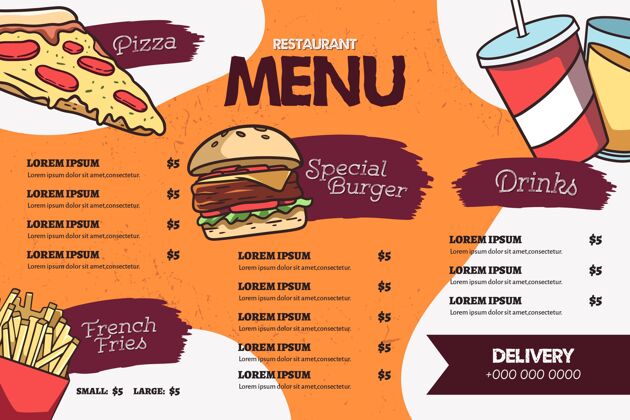 美味快餐菜单模板披萨食物汉堡