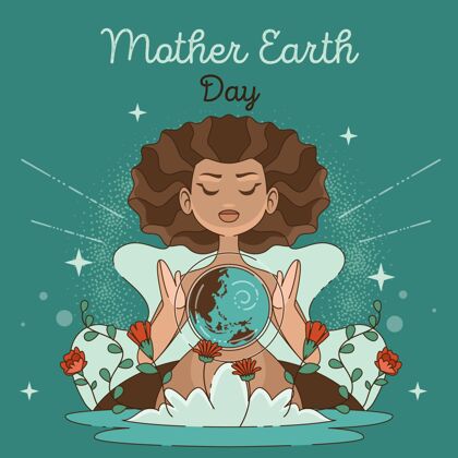 4月22日手绘地球母亲节插图实习生地球母亲意识
