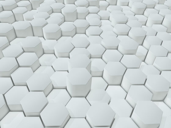 块挤出白色六边形的抽象背景的3d渲染三维渲染三维风景