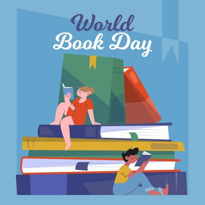 庆典手绘世界图书日插图活动世界图书和版权日国际