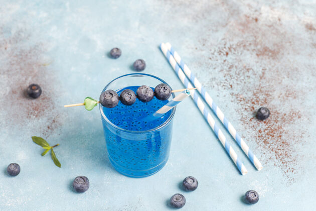 美味蓝莓罗勒籽饮料罗勒天然水果
