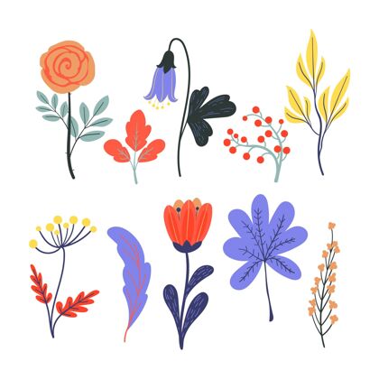 自然手绘春花系列开花植物美丽