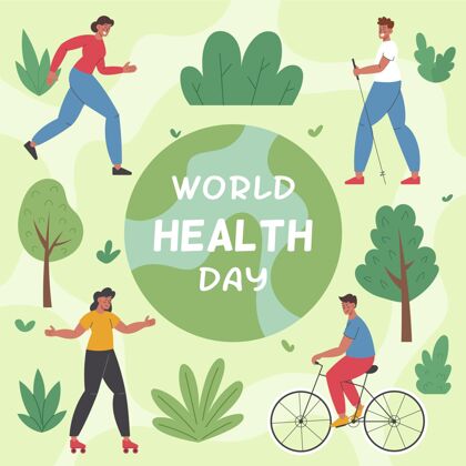 国际手绘世界卫生日插图世界卫生组织世界卫生日全球