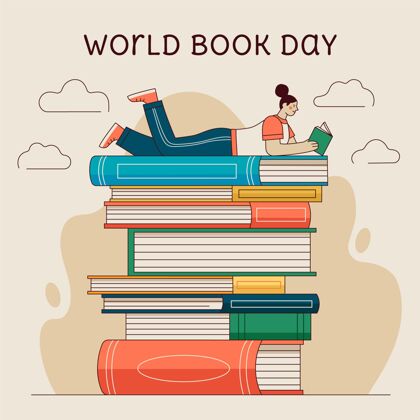 世界图书和版权日平面世界图书日插画平面版权日图书