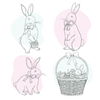 兔子手绘复活节兔子系列帕夏兔子包