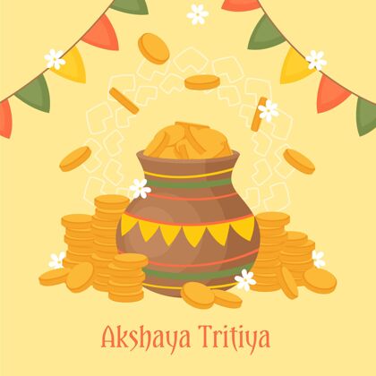 庆祝手绘akshayatritiya插图春天印度教印度教