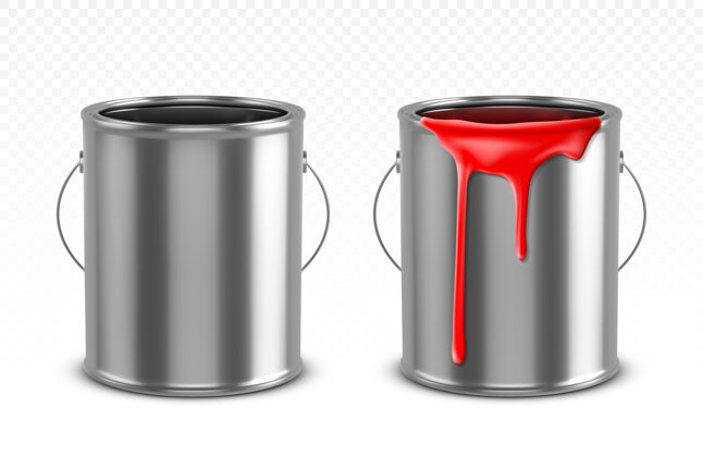 颜色有红色滴滴和空金属罐的锡桶罐液体容器