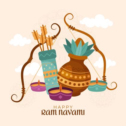 平面设计平面公羊纳瓦米插图节日印度教拉玛斯