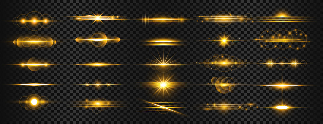 粒子一套金色透明光镜头光斑条纹星星闪光大