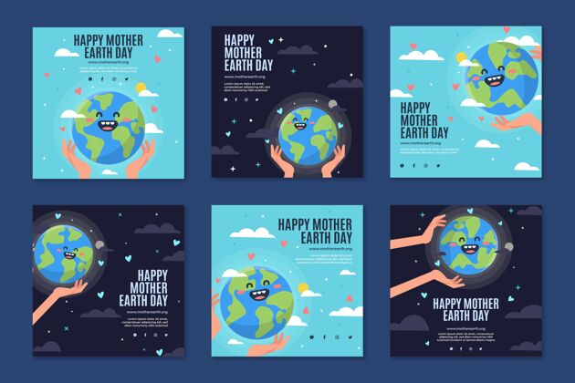 生态系统Instagram发布地球母亲节庆祝活动的集锦设置环境帖子
