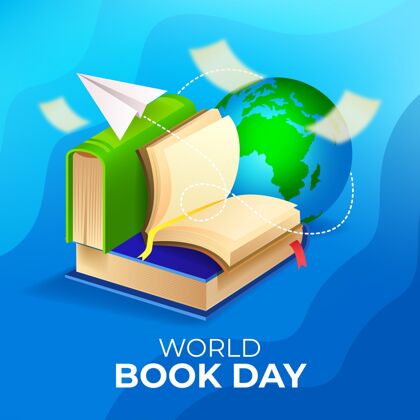 星球梯度世界图书日插图与行星写实阅读慈善