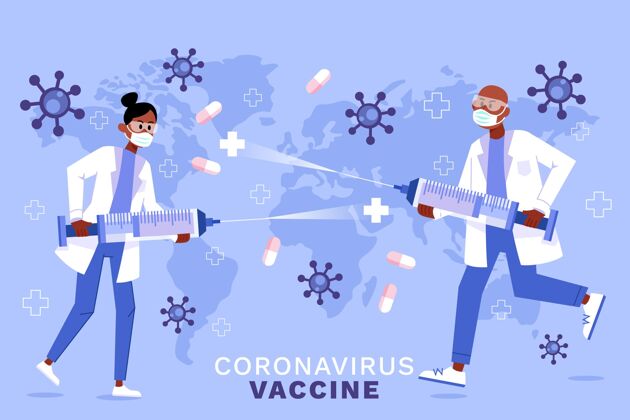 检疫平板手绘冠状病毒疫苗背景危险流感插图