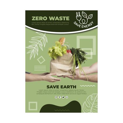 环保零浪费海报模板环境海报传单