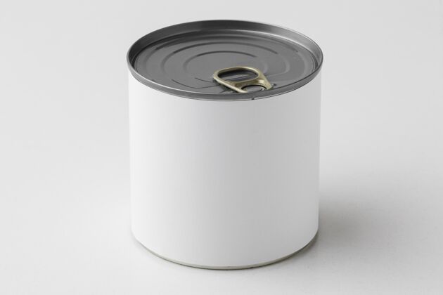 标签锡罐放在桌子上模型罐头食品可以模型