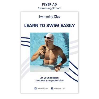 游泳课游泳学校传单模板传单课程打印模板